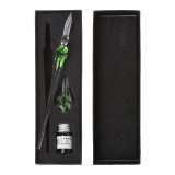 Glass Dip Pen Set with 1 Ink Vintage Handmade Art Elegant Crystal Floral Glass Dip Pen Sign Ink Pens Gift Writing Supplies