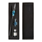 Glass Dip Pen Set with 1 Ink Vintage Handmade Art Elegant Crystal Floral Glass Dip Pen Sign Ink Pens Gift Writing Supplies