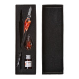 Glass Dip Pen Set with 1 Ink Vintage Handmade Art Elegant Crystal Floral Glass Dip Pen Sign Ink Pens Gift Writing Supplies