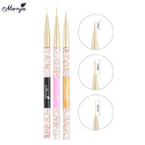 Monja 3Pcs/set Nail Art Acrylic UV Gel Extension Builder Rhinestone Painting Brush Lines Liner Pattern Drawing Pen Manicure Tool