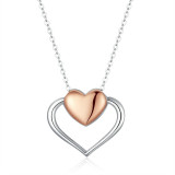 BAMOER Authentic 925 Sterling Silver Elegant Infinity Love Double Heart Pendant Necklaces for Women Fine Jewelry Gift SCN121