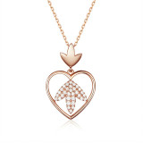 BAMOER Authentic 925 Sterling Silver Elegant Infinity Love Double Heart Pendant Necklaces for Women Fine Jewelry Gift SCN121
