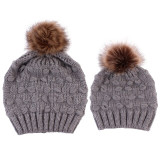 2pcs Mom Baby Beanie Hat Cap Knitted Warm Hat Newborn Baby Knit Soild Cotton Blend Women Warm Winter Hats