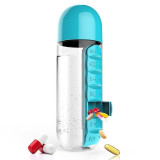 600ML Plastic Water Bottle With Daily Pill Box Organizer Drinking Bottles Portable Leak-Proof Bottle Tumbler Outdoor Sport Tour