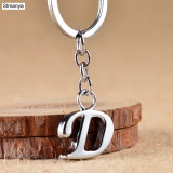 NEW DIY A-Z Letters key Chain Silver Color Metal Keychain Women Car Key Ring Simple Letter Name Key Holder Party Gift Jewelry