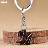 NEW DIY A-Z Letters key Chain Silver Color Metal Keychain Women Car Key Ring Simple Letter Name Key Holder Party Gift Jewelry
