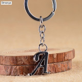 NEW DIY A-Z Letters key Chain Silver Color Metal Keychain Women Car Key Ring Simple Letter Name Key Holder Party Gift Jewelry