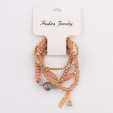 OIQUEI Vintage 4Pcs/Lot Women Bracelets Set Bohemia Charm CZ Hand Natural Stone Beads Tassel Pendents Bracelets Pour Les Femmes