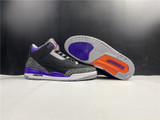 AJ 3 Retro Black Court Purple Shoes Sneakers