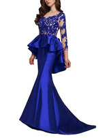 2019 Burgundy Mermaid Prom Dress Beaded Evening Dress Lace With Peplum Vestido De Festa Longo