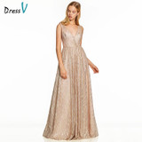 Dressv pink long evening dress gilding backless cheap v neck wedding party formal dress a line tulle evening dresses Dressv pink long evening dress gilding backless cheap v neck wedding party formal dress a line tulle evening dresses