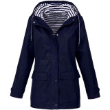 Newly Design Casual Women Windproof Overcoat Windbreaker Women Winter Coat and Jacket Zipper Outfit Hoody Coat with Pocket 81106