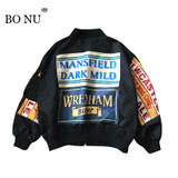 Spring Jacket Women Windbreaker Coat Patch Designs Harajuku Loose Bomber Streetwear Casual Basic Coat Oversize Short Jacket