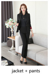 Womens Formal Suits Workwear Office Lady Uniform Designs Office Blazers Feminino Elegant Business Pants Trousers / Skirt Set