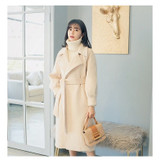 Winter Women Woolen Overcoat New long lantern sleeves woolen coat Winer Large Size female long section thick woolen coat