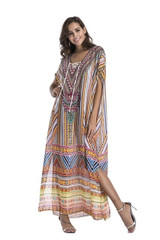 Women Chiffon Beach Dress Summer Covers Up Pareos Sarongs Sexy Bikini Printed Bathing Suit Beach Tunic Swimsuit Robe De Plage