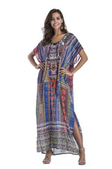 Women Chiffon Beach Dress Summer Covers Up Pareos Sarongs Sexy Bikini Printed Bathing Suit Beach Tunic Swimsuit Robe De Plage