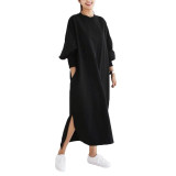 Maxi Long Hoody Women's Sweatshirt Hoodie for Women Pullovers Top Plus Size Striped Hoody Dress Lantern Modis Sudadera Sudaderas