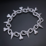 Punk Rivet Choker Bling Cubic Zircon Men's Hip hop Necklace