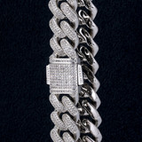 18mm 20inch hip hop jewelry white gold men cz stone iced out cuban chain