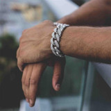 Bracelets Jewelry 8 Inches Hip Hop 925 Sterling Silver Diamond Cuban Bracelets Men