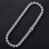 Square CZ Single Row Bracelet +  Necklace Tennis Bundle (10 mm)