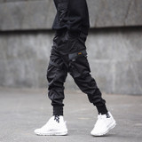 Ribbons Block Black Pocket Cargo Pants