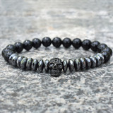 2pcs/Set Stone Beads Skull & Crown Bracelet