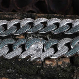 Mint Blue CZ Miami Cuban Link Necklace (18mm)