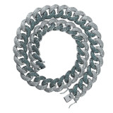 Mint Blue CZ Miami Cuban Link Necklace (18mm)
