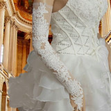 Women Red Lace Wedding Gloves Fingerless Opera Length Long Bridal Party Wedding Accessories