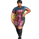 T Shirt Dress Women Plus Size 4XL 5XL XXXXL XXXXXL Oversized Tshirt Dress Sequin Glitter Dress Sexy Party short suknia vestidos