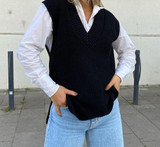 Women V Neck Sleeveless Sweater Vest Knitted