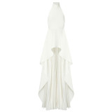 Adyce 2020 New Summer Women White Backless Bandage Dress Sexy Hater Ruffles Maxi Club Celebrity Runway Party Dresses Vestidos