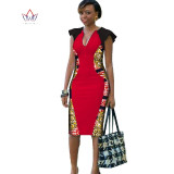 African Dress Women Deep V-Neck Bodycon Dress Plus Size African Clothing Knee-Length Dress Dashiki Women Party Dresses WY553