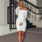 Women's Elegant Sexy Lace Off Shoulder Floral Dress Special Occasion Bodycon Slim Dress Lady Casual Party Short Mini Dress Women's Elegant Sexy Lace Off Shoulder Floral Dress Special Occasion Bodycon Slim Dress Lady Casual Party Short Mini Dress