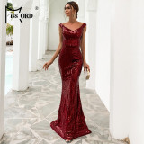 Missord 2020 Summer Sexy Bra Party Dress Sequin Maxi Dress Off the Shoulder Bodycon Elegant Wedding Women Dresses FT4912