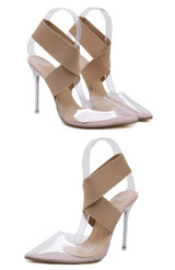 Pointed Elastic Band Transparent High-Heel Pump