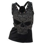2018 NEW Women's T Shirt Summer Printed Sleeveless Tops Shirts Skull Prints Casual Vest
