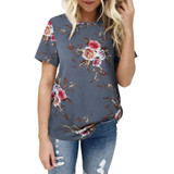 plus size 2018 Women Ladies Sexy Casual Floral Printing T-shirt Short Sleeve Tops T shirt women short feminino
