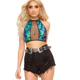 Hot Sexy Beach Crop Top 2018 Summer Style Sexy Backless Bralette Sequins Halter Gold Sequined Party Club Women Tank Top Camisole
