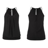 Feitong Summer Women Tank Tops Sexy Halter Loose Wrinkled O Neck Cami Tank Tops Vest Blouse camisole regata feminina 2018 New