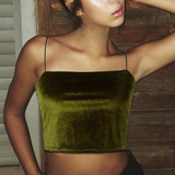 Sexy Women 2018 Summer Vest Camisole Fashion Womens Sexy Off Shoulder Velvet Vest Tank Tops Short Camisole T-Shirt