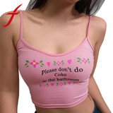 Feitong Fashion Summer Sexy Women Crop Tops Casual Tank Tops Letter Print Vest Halter Camisole Cropped Tops regata feminina 2018