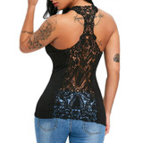 Fashion Summer Sexy Women T shirts 2018 Clothes U Neck Lace Trim Racerback Female Tee Tank Tops Hollow Out Crop Vest For Women