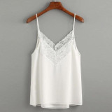 Feitong Summer Women Tank Tops Sexy Strappy V Neck Lace Patchwork Shirt Sleeveless Vest Tank Tops Blouse regata feminina 2018
