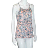 Summer T shirts Women Sleeveless Flower Printed Fashion Sexy Tank Top Casual Round neck Blouse Vest T Shirt Female Tee Crop Top