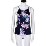 Summer T shirts Women Sleeveless Flower Printed Fashion Sexy Tank Top Casual Round neck Blouse Vest T Shirt Female Tee Crop Top