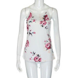 Summer T shirts Women Sleeveless Flower Printed Fashion Sexy Tank Top Casual Round neck Blouse Vest T Shirt Female Tee Crop Top