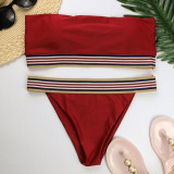 2018 Stripe women bathing suit Sexy high waist bikini set Summer beach swimsuit Push-Up padded  swiming suit Ladies swimwear